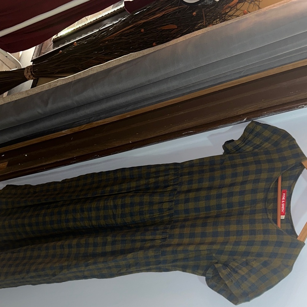 Plaid Midi Dress in Blue and Green